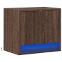 Wall-mounted bedside table with LED lights in brown oak by , Nightstands - Ref: Foro24-852087, Price: 29,55 €, Discount: %