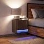 Wall-mounted bedside table with LED lights in brown oak by , Nightstands - Ref: Foro24-852087, Price: 29,55 €, Discount: %