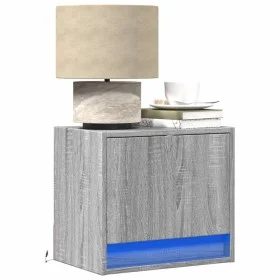 Wall-mounted bedside table with LED lights in Sonoma gray by , Nightstands - Ref: Foro24-852085, Price: 29,55 €, Discount: %