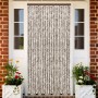 Cortina mosquitera de chenilla gris taupe y blanca 56x185 cm