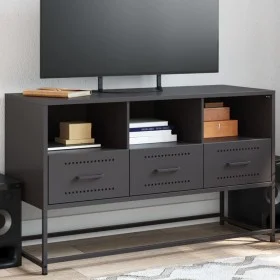 Black steel TV stand 100.5x39x60.5 cm by , TV Furniture - Ref: Foro24-846542, Price: 78,76 €, Discount: %