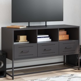Schwarzer TV-Schrank aus Stahl, 100,5x39x60,5 cm. von , TV-Möbel - Ref: Foro24-846542, Preis: 79,51 €, Rabatt: %
