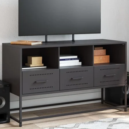 Black steel TV stand 100.5x39x60.5 cm by , TV Furniture - Ref: Foro24-846542, Price: 78,76 €, Discount: %