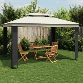 Pavillon mit doppeltem Dach aus cremefarbenem Stoff, 3,94x2,96 m. von , Zelte und Pavillons - Ref: Foro24-368446, Preis: 366,...