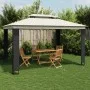 Gazebo with double cream fabric roof 3.94x2.96 m by , Tents and gazebos - Ref: Foro24-368446, Price: 366,38 €, Discount: %