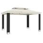 Gazebo with double cream fabric roof 3.94x2.96 m by , Tents and gazebos - Ref: Foro24-368446, Price: 366,38 €, Discount: %