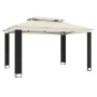 Gazebo with double cream fabric roof 3.94x2.96 m by , Tents and gazebos - Ref: Foro24-368446, Price: 348,60 €, Discount: %