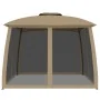 Double-roof gazebo with taupe steel mesh walls 2.93x2.93 m by , Tents and gazebos - Ref: Foro24-368450, Price: 234,14 €, Disc...