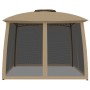 Double-roof gazebo with taupe steel mesh walls 2.93x2.93 m by , Tents and gazebos - Ref: Foro24-368450, Price: 243,77 €, Disc...