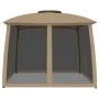 Double-roof gazebo with taupe steel mesh walls 2.93x2.93 m by , Tents and gazebos - Ref: Foro24-368450, Price: 234,14 €, Disc...