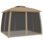 Double-roof gazebo with taupe steel mesh walls 2.93x2.93 m by , Tents and gazebos - Ref: Foro24-368450, Price: 243,77 €, Disc...
