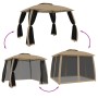 Double-roof gazebo with taupe steel mesh walls 2.93x2.93 m by , Tents and gazebos - Ref: Foro24-368450, Price: 243,77 €, Disc...
