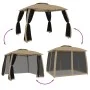 Double-roof gazebo with taupe steel mesh walls 2.93x2.93 m by , Tents and gazebos - Ref: Foro24-368450, Price: 234,14 €, Disc...
