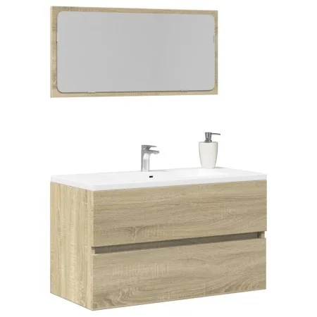 Badezimmerschrank mit Spiegel in Sonoma-Eiche, 80x38,5x45 cm. von , Badezimmermöbel - Ref: Foro24-849646, Preis: 68,91 €, Rab...