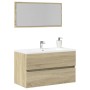Badezimmerschrank mit Spiegel in Sonoma-Eiche, 80x38,5x45 cm. von , Badezimmermöbel - Ref: Foro24-849646, Preis: 69,87 €, Rab...