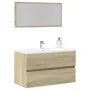 Badezimmerschrank mit Spiegel in Sonoma-Eiche, 80x38,5x45 cm. von , Badezimmermöbel - Ref: Foro24-849646, Preis: 68,91 €, Rab...