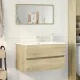 Badezimmerschrank mit Spiegel in Sonoma-Eiche, 80x38,5x45 cm. von , Badezimmermöbel - Ref: Foro24-849646, Preis: 68,91 €, Rab...