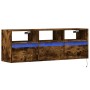 Mueble de TV de pared con luces LED roble ahumado 130x31x45 cm de , Muebles TV - Ref: Foro24-852345, Precio: 101,36 €, Descue...