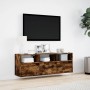 Mueble de TV de pared con luces LED roble ahumado 130x31x45 cm de , Muebles TV - Ref: Foro24-852345, Precio: 101,36 €, Descue...