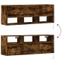Mueble de TV de pared con luces LED roble ahumado 130x31x45 cm de , Muebles TV - Ref: Foro24-852345, Precio: 101,36 €, Descue...