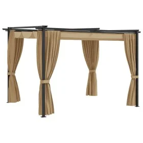 Gazebo with taupe gray steel curtains 3x3 m by vidaXL, Tents and gazebos - Ref: Foro24-313897, Price: 348,35 €, Discount: %