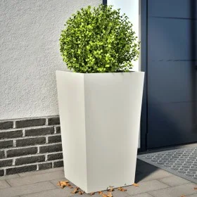 Zwei weiße Stahl-Pflanzgefäße, 45x45x75 cm. von , Töpfe und Pflanzgefäße - Ref: Foro24-851097, Preis: 125,73 €, Rabatt: %