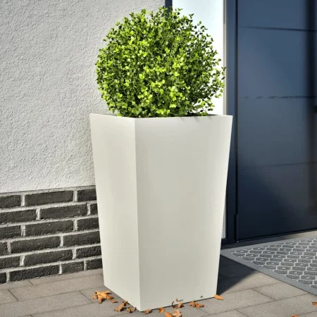 Jardineras 2 uds acero blanca 45x45x75 cm de , Maceteros y jardineras - Ref: Foro24-851097, Precio: 125,73 €, Descuento: %