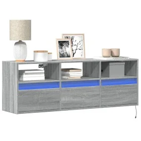 Mueble de TV de pared con luces LED gris Sonoma 130x31x45 cm by , TV Furniture - Ref: Foro24-852346, Price: 102,45 €, Discoun...