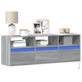 TV-Wandmöbel mit LED-Lichtern in Sonoma-Grau 130x31x45 cm von , TV-Möbel - Ref: Foro24-852346, Preis: 103,99 €, Rabatt: %