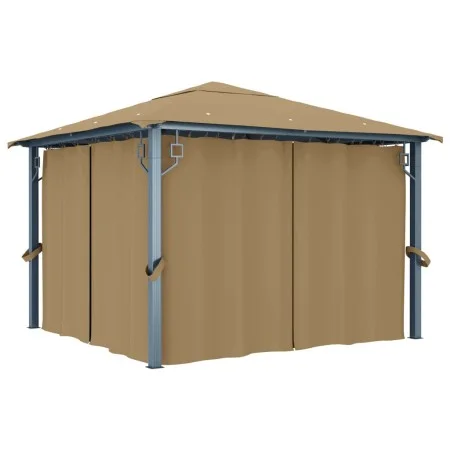 Cenador con cortina gris taupe aluminio 300x300 cm de vidaXL, Carpas y cenadores - Ref: Foro24-313893, Precio: 475,00 €, Desc...