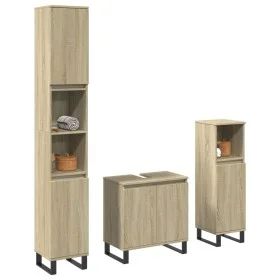 Set de muebles de baño 3 pzas madera contrachapada roble Sonoma de , Muebles de baño - Ref: Foro24-3307675, Precio: 180,57 €,...