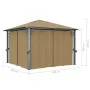Cenador con cortina gris taupe aluminio 300x300 cm de vidaXL, Carpas y cenadores - Ref: Foro24-313893, Precio: 475,00 €, Desc...