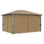 Cenador con cortina gris taupe aluminio 400x300 cm de vidaXL, Carpas y cenadores - Ref: Foro24-313894, Precio: 483,69 €, Desc...