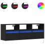 Mueble de TV de pared con luces LED negro 130x31x45 cm de , Muebles TV - Ref: Foro24-852342, Precio: 106,26 €, Descuento: %