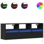 Mueble de TV de pared con luces LED negro 130x31x45 cm by , TV Furniture - Ref: Foro24-852342, Price: 101,59 €, Discount: %