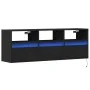 Mueble de TV de pared con luces LED negro 130x31x45 cm by , TV Furniture - Ref: Foro24-852342, Price: 101,59 €, Discount: %