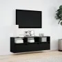 Mueble de TV de pared con luces LED negro 130x31x45 cm by , TV Furniture - Ref: Foro24-852342, Price: 101,59 €, Discount: %
