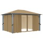 Cenador con cortina gris taupe aluminio 400x300 cm de vidaXL, Carpas y cenadores - Ref: Foro24-313894, Precio: 465,26 €, Desc...