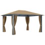 Cenador con cortina gris taupe aluminio 400x300 cm de vidaXL, Carpas y cenadores - Ref: Foro24-313894, Precio: 465,26 €, Desc...
