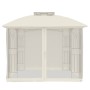 Double-roof gazebo with cream steel mesh walls, 2.94x2.94 m by , Tents and gazebos - Ref: Foro24-368454, Price: 288,69 €, Dis...