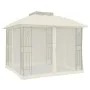 Double-roof gazebo with cream steel mesh walls, 2.94x2.94 m by , Tents and gazebos - Ref: Foro24-368454, Price: 284,86 €, Dis...