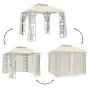 Double-roof gazebo with cream steel mesh walls, 2.94x2.94 m by , Tents and gazebos - Ref: Foro24-368454, Price: 284,86 €, Dis...