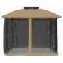 Double-roofed gazebo with taupe steel mesh walls, 2.94x2.94 m by , Tents and gazebos - Ref: Foro24-368456, Price: 281,20 €, D...