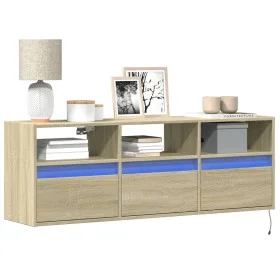 Wand-TV-Möbel mit LED-Lichtern in Sonoma-Eiche 130x31x45 cm. von , TV-Möbel - Ref: Foro24-852343, Preis: 96,58 €, Rabatt: %