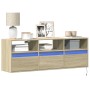 Wand-TV-Möbel mit LED-Lichtern in Sonoma-Eiche 130x31x45 cm. von , TV-Möbel - Ref: Foro24-852343, Preis: 97,99 €, Rabatt: %