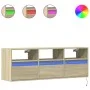 Wall-mounted TV unit with LED lights Sonoma oak 130x31x45 cm by , TV Furniture - Ref: Foro24-852343, Price: 96,58 €, Discount: %