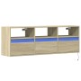 Mueble de TV de pared con luces LED roble Sonoma 130x31x45 cm de , Muebles TV - Ref: Foro24-852343, Precio: 101,05 €, Descuen...