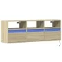 Wall-mounted TV unit with LED lights Sonoma oak 130x31x45 cm by , TV Furniture - Ref: Foro24-852343, Price: 96,58 €, Discount: %