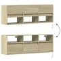 Wall-mounted TV unit with LED lights Sonoma oak 130x31x45 cm by , TV Furniture - Ref: Foro24-852343, Price: 96,58 €, Discount: %