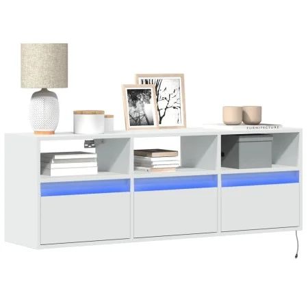 Wand-TV-Möbel mit LED-Lichtern, weiß, 130x31x45 cm. von , TV-Möbel - Ref: Foro24-852341, Preis: 91,49 €, Rabatt: %